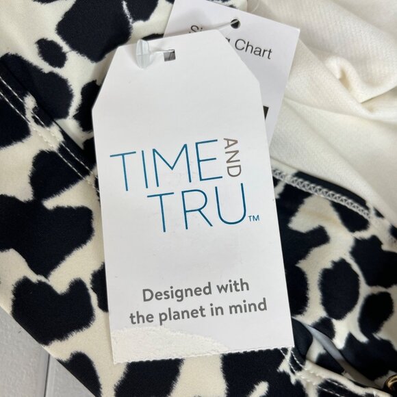 Time And Tru Two Piece Swimsuit Bikini Womens 3X Black White Animal Print New - Picture 8 of 11